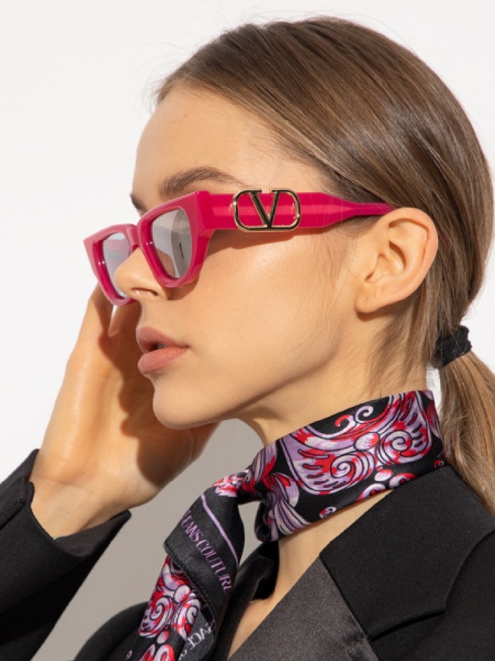 Valentino Eyewear Cat-Eye Sunglasses in Pink/Gold | NWT